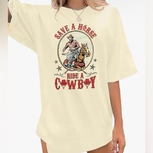 Save a Horse Ride a Cowboy Cream Tee